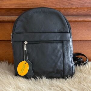 NWT Black Leather Mini Backpack Bag Handcrafted